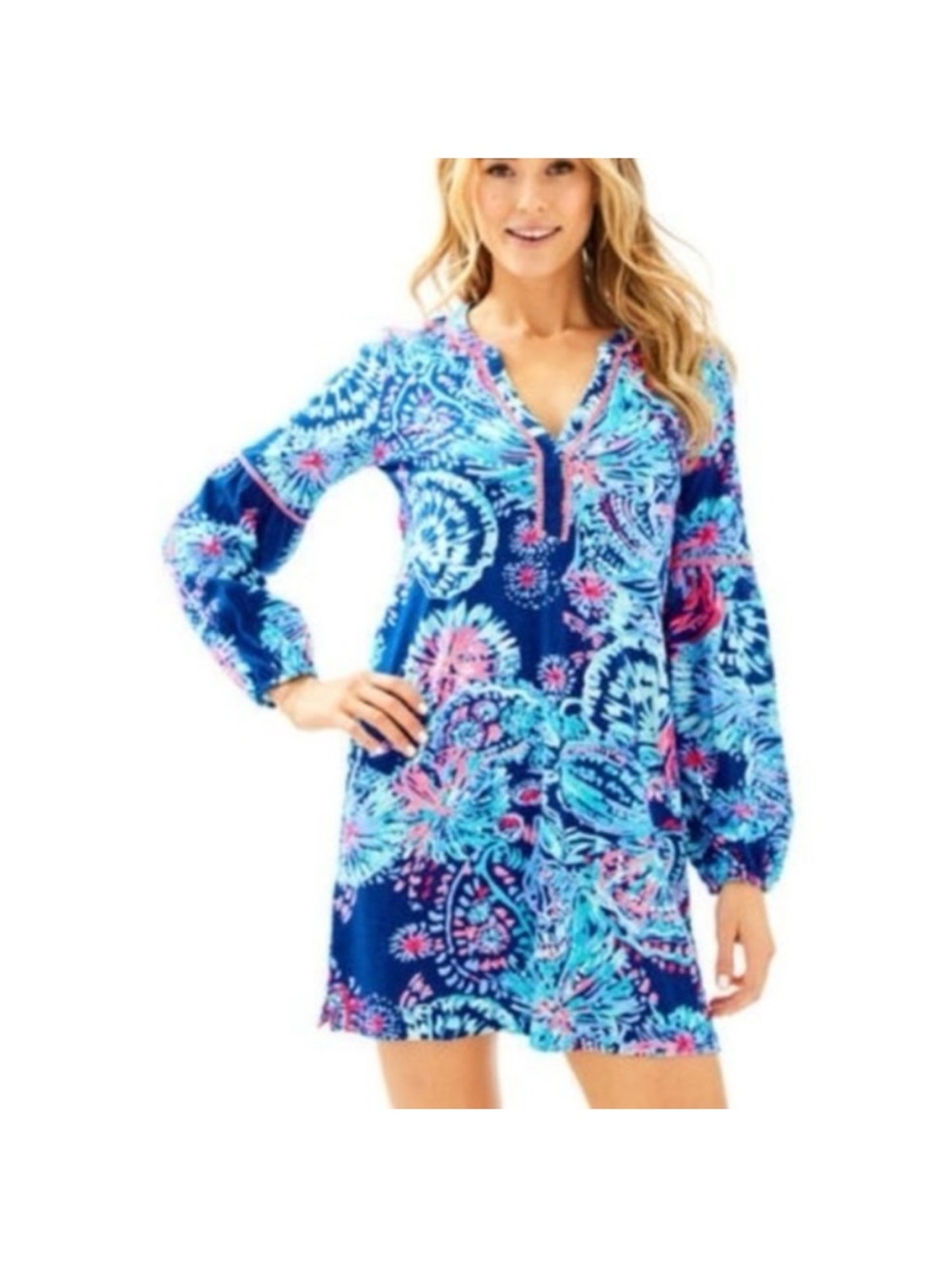 Lilly Pulitzer Navy and Turquoise Paisley Tunic Dress